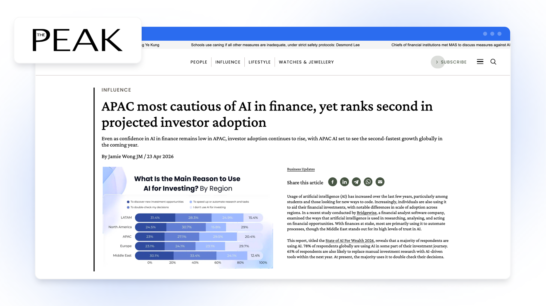 APAC most cautious of AI in finance, yet ranks second in projected investor adoption